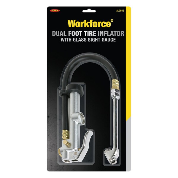Workforce Dual Foot Tire Inflator with 12in Hose, Glass Sight Gauge 10 to 120 psi AL2050 - main